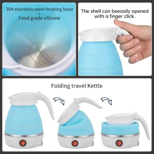 Foldable Travel Electric Kettle-Blue Color