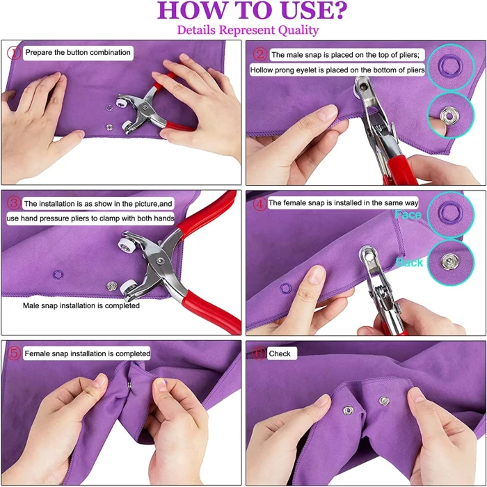 Hand Pressure Pliers For Prong Snap Button (FREE 100 BUTTON)