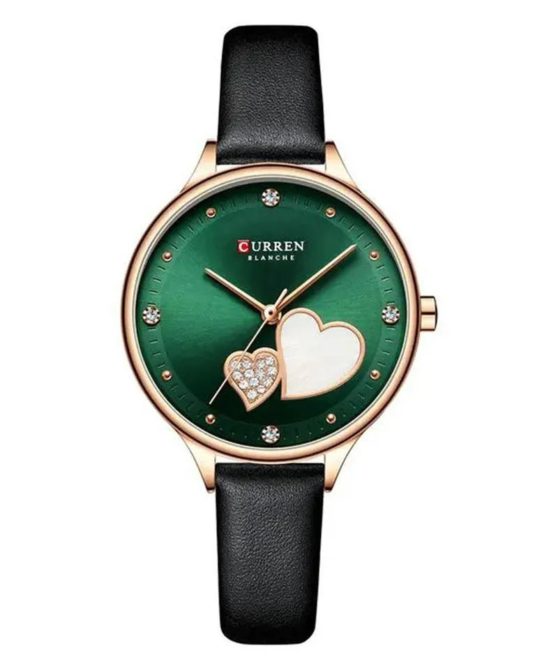 CURREN 9077 Belt Quartz Wristwatch for Women – Black & Green