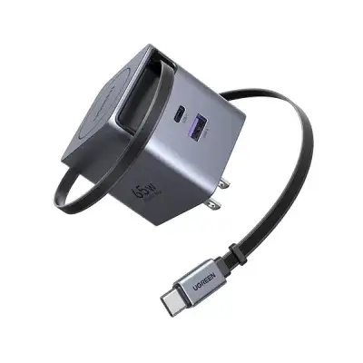UGREEN X615 (65824) 65W GaN Fast Charger with Retractable Cable