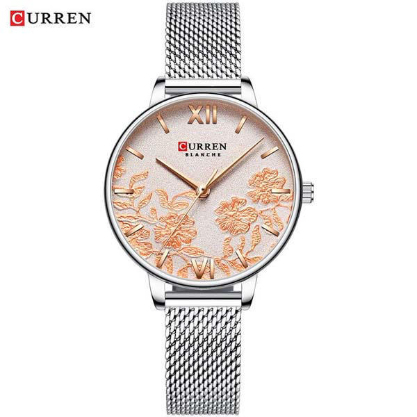 Curren Small Dial Pattern Women’s Watch (9065)-Silver
