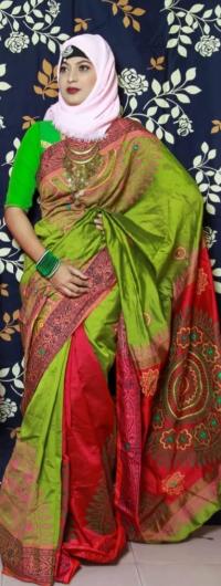হ্যান্ডপ্রিন্ট হাফসিল্ক শাড়ী
