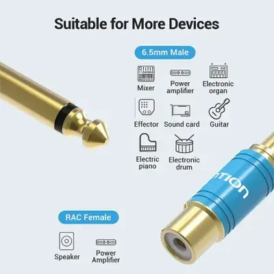 VENTION VDD-C03 6.35mm Male to RCA Female Audio Adapter