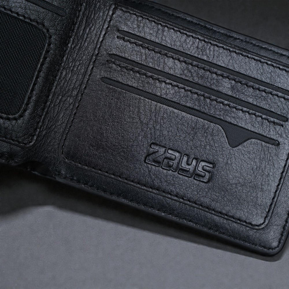 ZAYS Premium Handcrafted Crocodile Embossed Leather Bifold Wallet for Men And Women - Super Slim Durable Stylish Short Wallet - ZSW122-Black