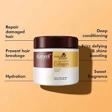 Karseell Collagen Hair Mask Maca Power 500ml Deep Repair Conditioning Argan Oil Collagen Hair Mask Essence for Dry Damaged Hair All Hair Types