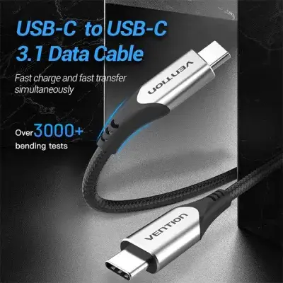 Vention TAAHF Cotton Braided USB-C to USB-C 3.1 Cable - 1M