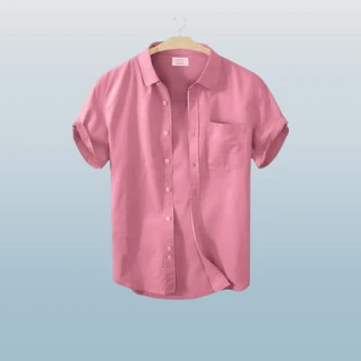 Men's Stylish Half Sleev Casual Solid Shirt ( Pink )