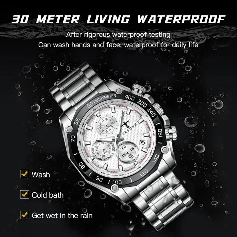 Trsoye 6617 Quartz Watch for Men – Silver