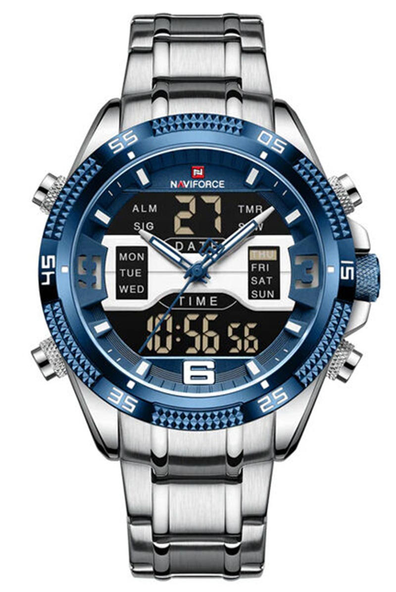 Naviforce NF9201 CH Digital Analog Men’s Watch-Silver Blue