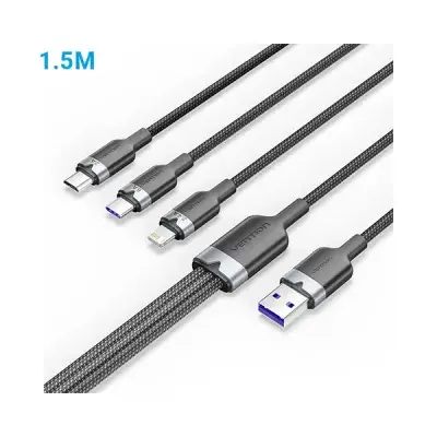 VENTION CTRBG Cotton Braided 3-in-1 USB 2.0 6A Cable - 1.5M