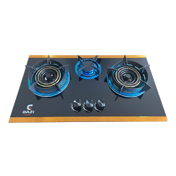 Gazi Smiss Triple Burner Glass Body Gas Stove (EG-B712G)
