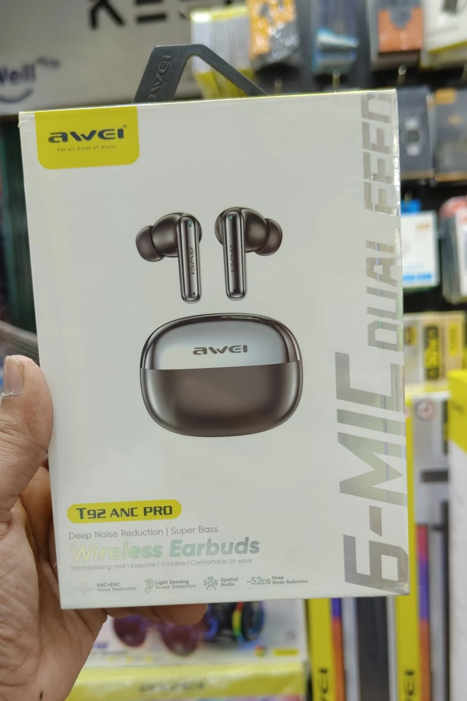Awei T92 Anc Pro 6-mic Deep Noise Reduction Wireless Earbuds ( 6-Month Official Warranty )