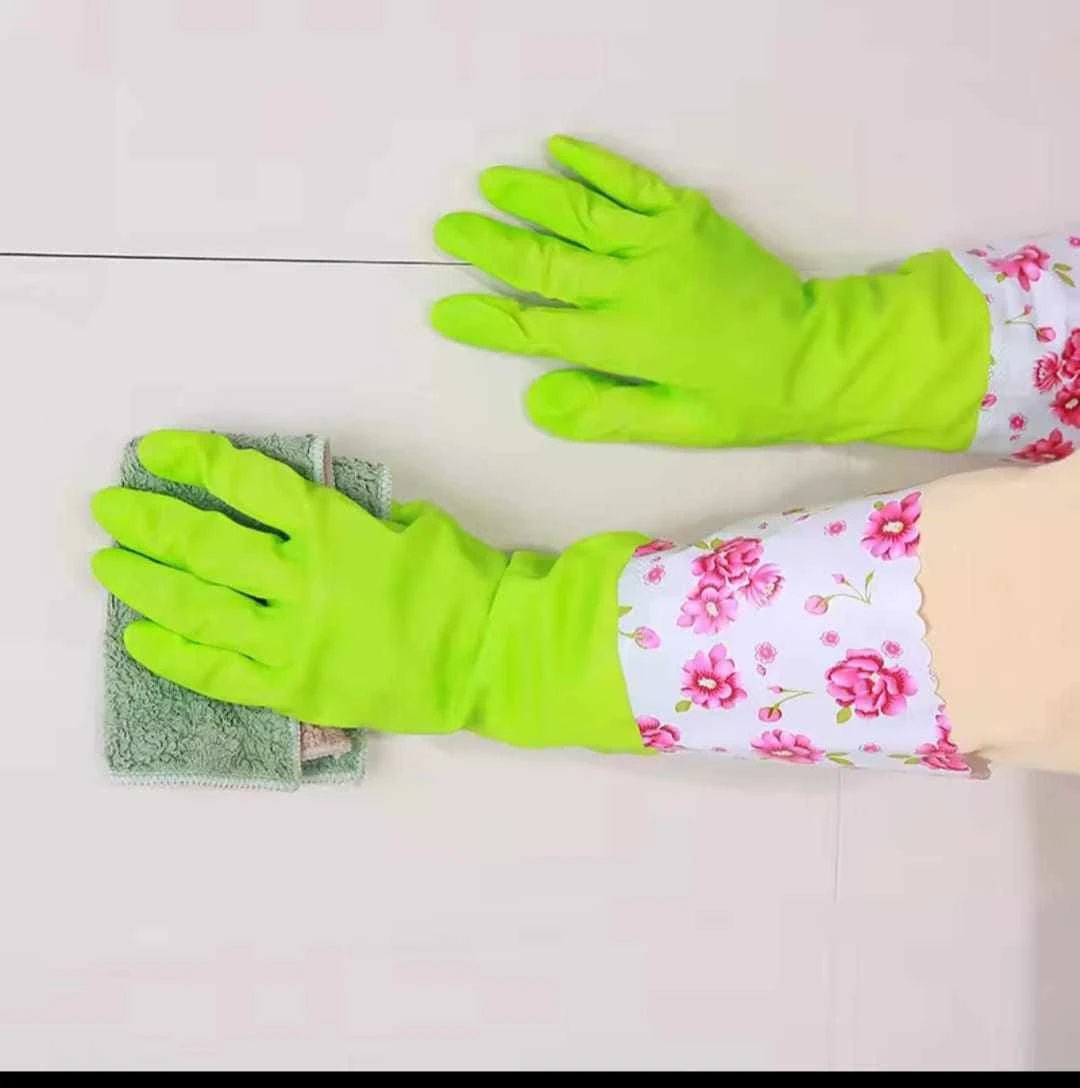 Rubber Cleaning Gloves Kitchen Dishwashing Gloves (Multi-Colors)