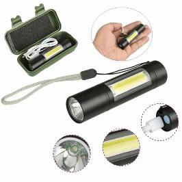USB Charging Powerful Flashlight 3800LM XPE COB LED Flash Light Torch Lamp+Battery+Box