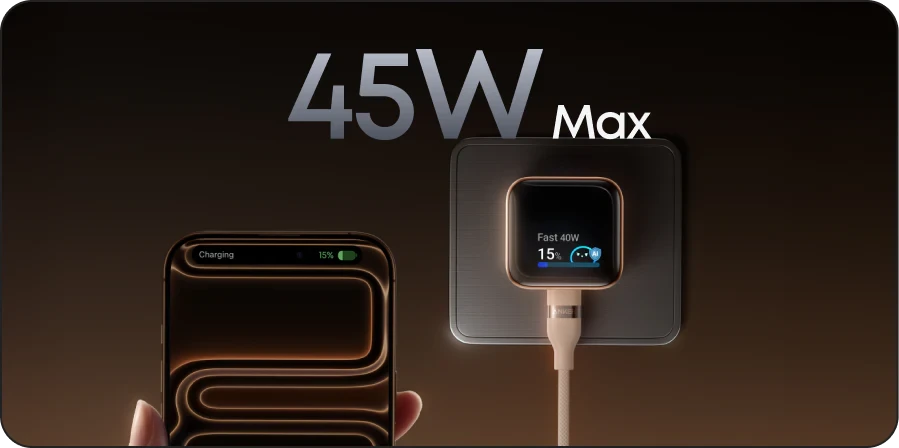 Anker Nano 45W GaN Fast Charger with Smart Display (A121D)