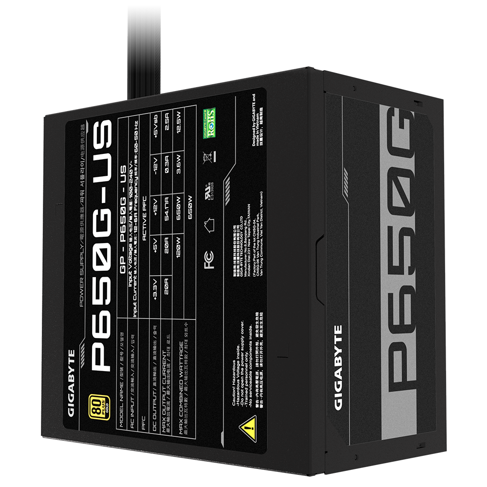 Gigabyte GP-P650G P650 Watt 80 Plus GOLD Certified Power Supply