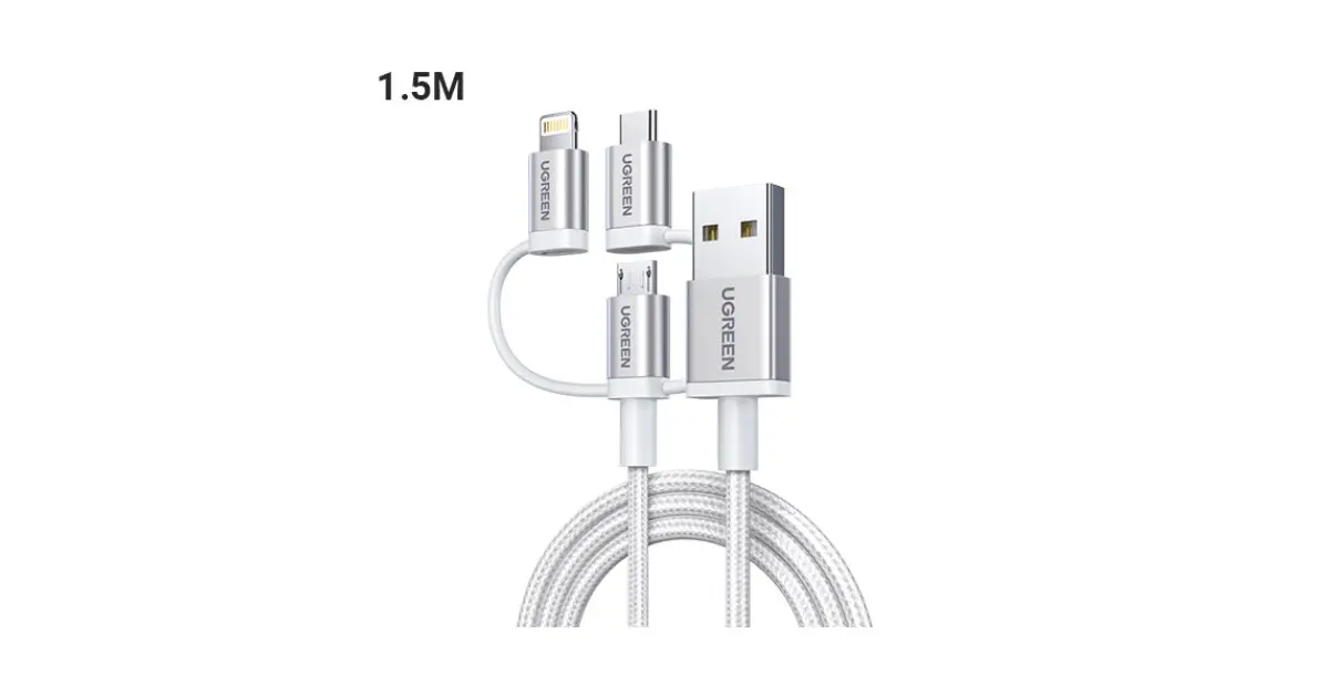 Ugreen US186 (50203) 3-in-1 USB 2.0-A Multifunction Cable - 1.5M