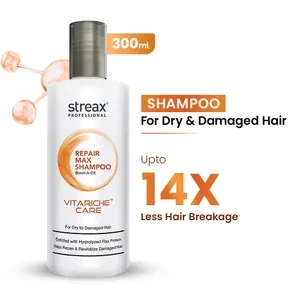 Streax Professionals Vitariche Care Repair Max Shampoo for Dry to Damaged Hair 300ml | Made in BD