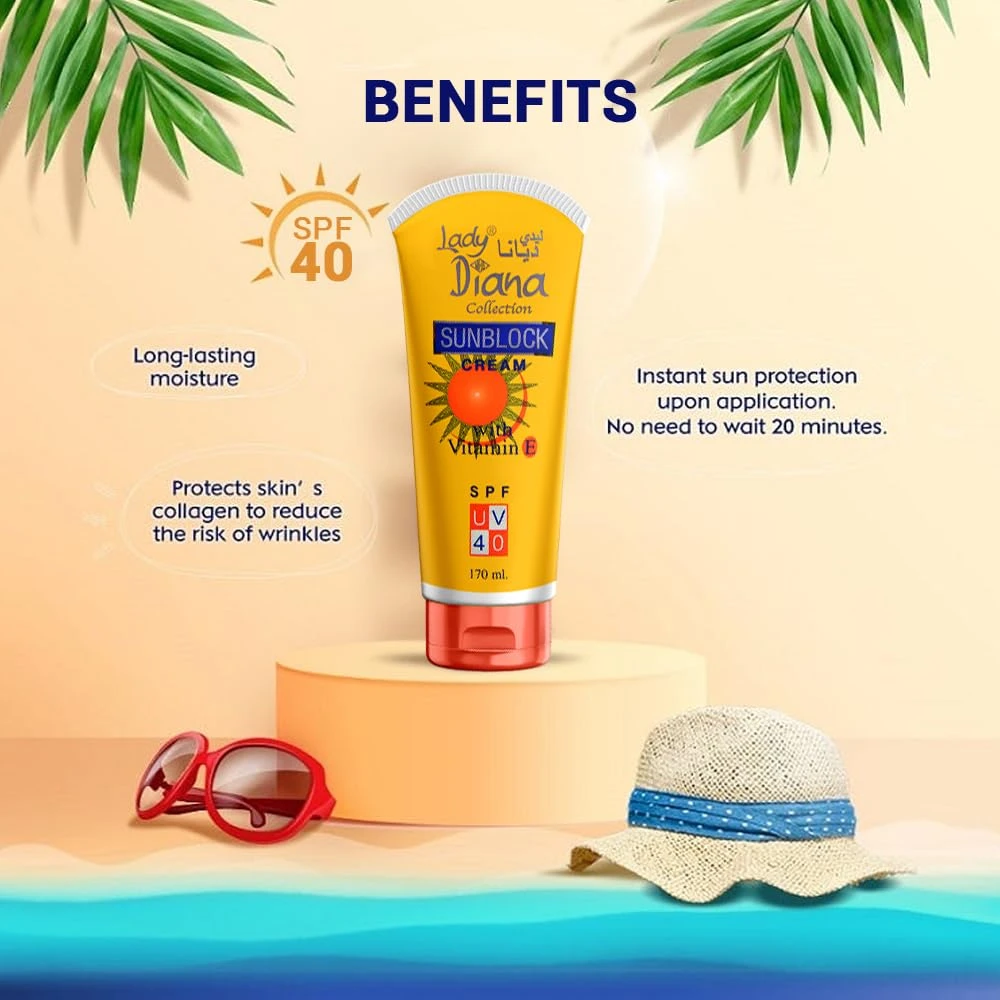 Lady Diana Sunblock Cream SPF UV 40 - 170ml