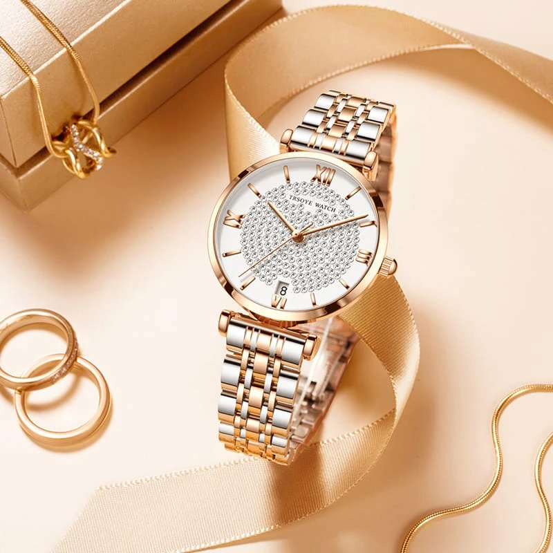 Trsoye Women's Two-Tone Chain Watch