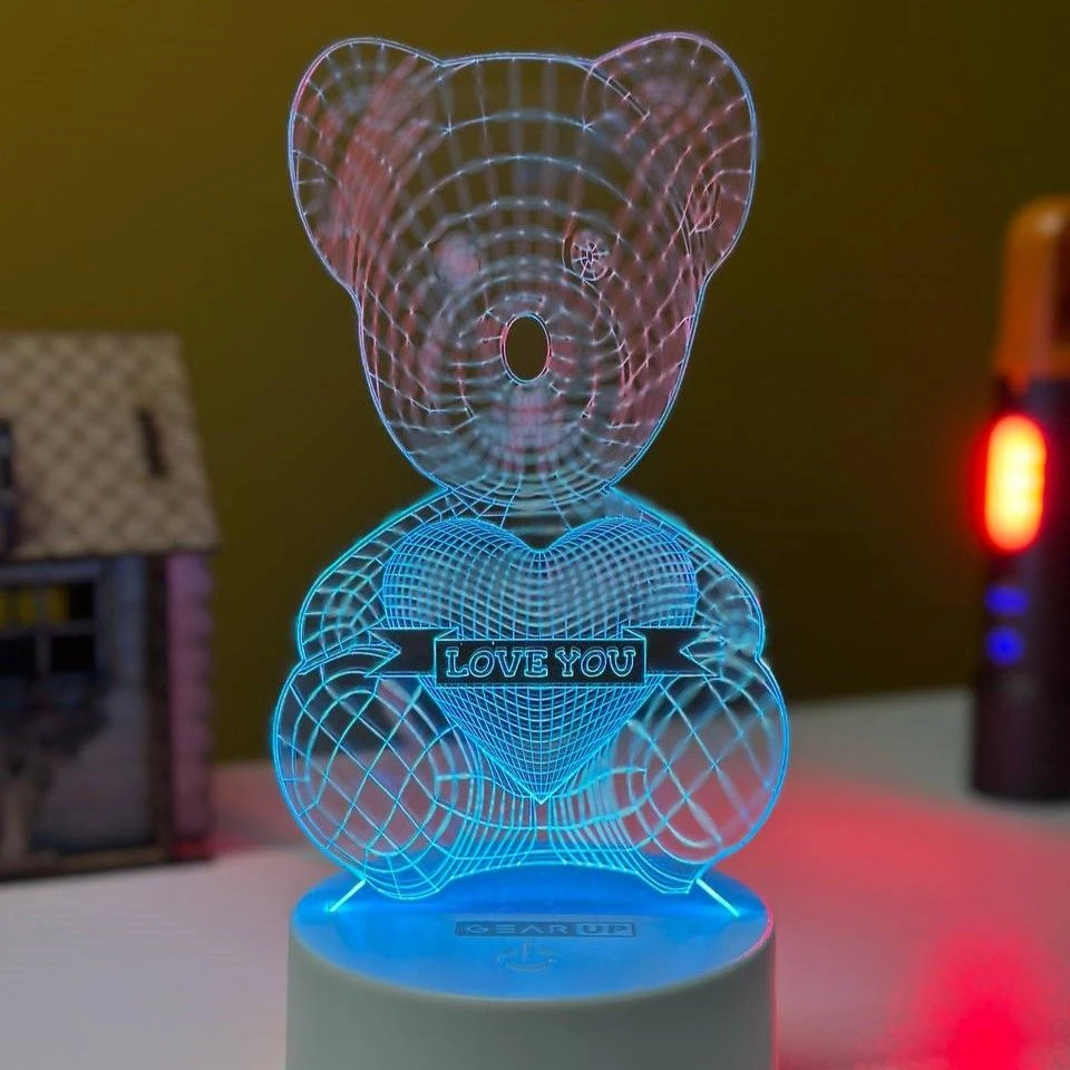 GearUP Acrylic Multicolor Night Lamp (Love Bear) – 20 pcs