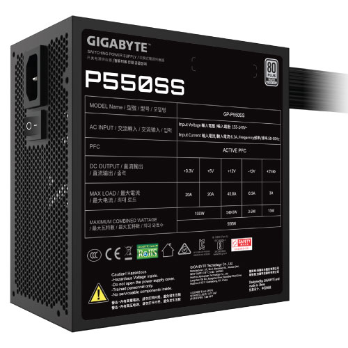 Gigabyte GP-P550SS 550 Watt 80 PLUS Silver Certified Power Supply