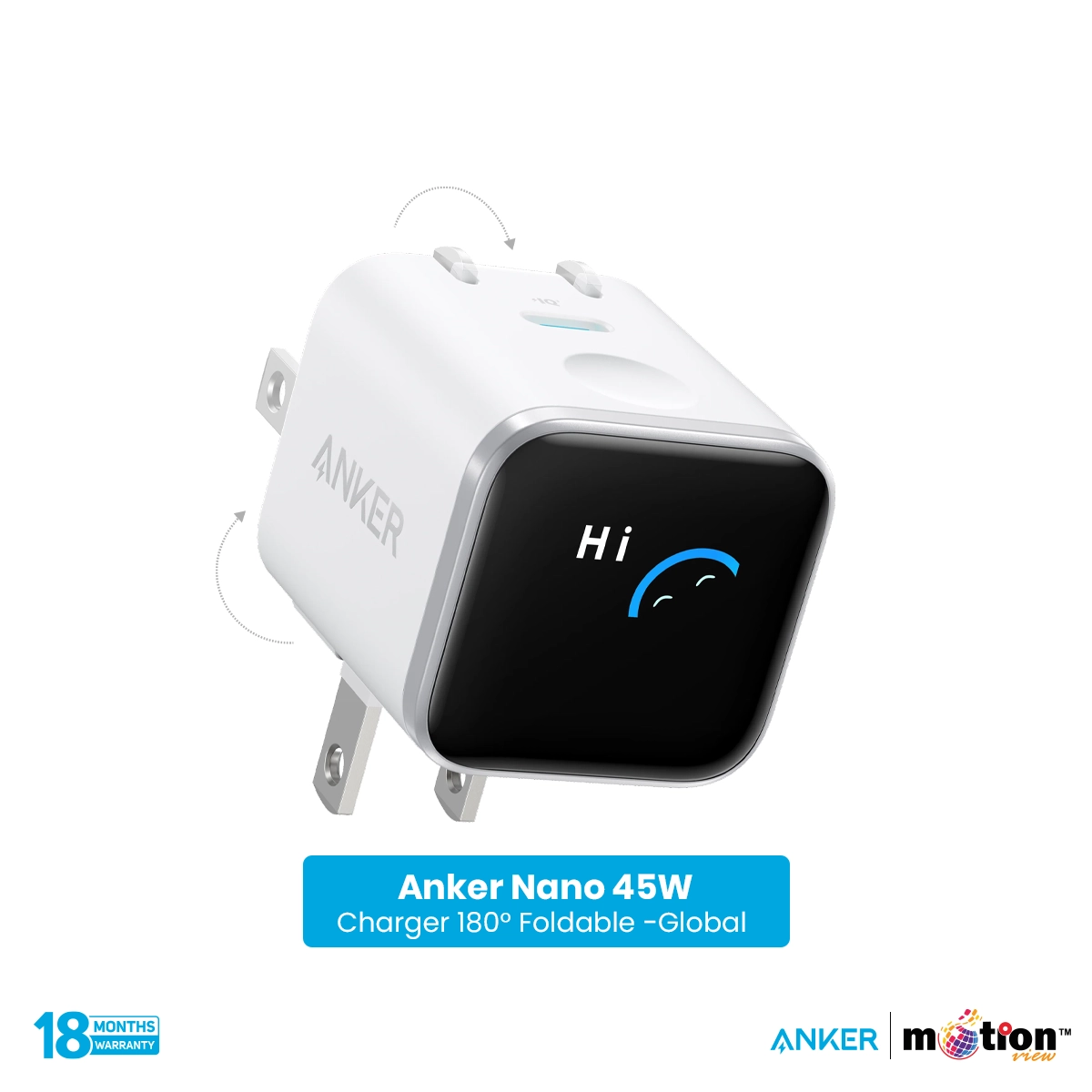 Anker Nano 45W Smart Display Charger 180° Foldable -Global
