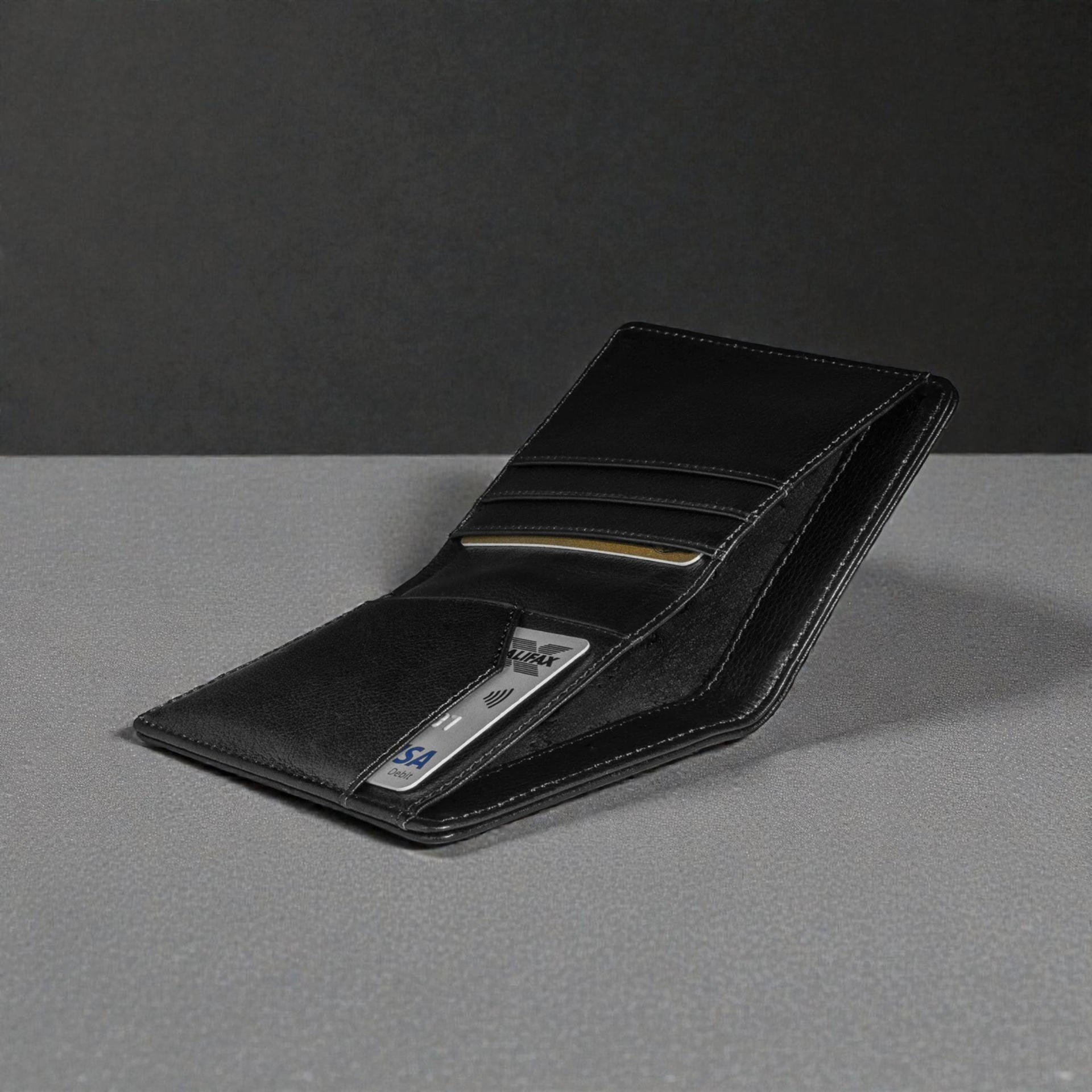 Zays Premium Handcrafted Slim Bifold Leather Short Wallet for unisex - Personalized Top-Grain Leather Wallet - Compact Durable Stylish - ZSW126-Black