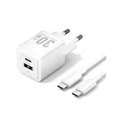 VENTION TZ-FEQW0-EU-01 2-Port 30W USB (C+A) GaN Charger with Type-C Cable - EU