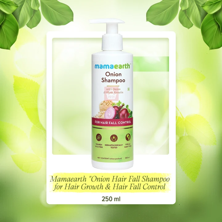 Mamaearth Onion Shampoo for Hair Growth & Loss Control 250ml | Moisturizing Gentle Scalp Cleanser with Plant Keratin | Sulfate & Paraben Free