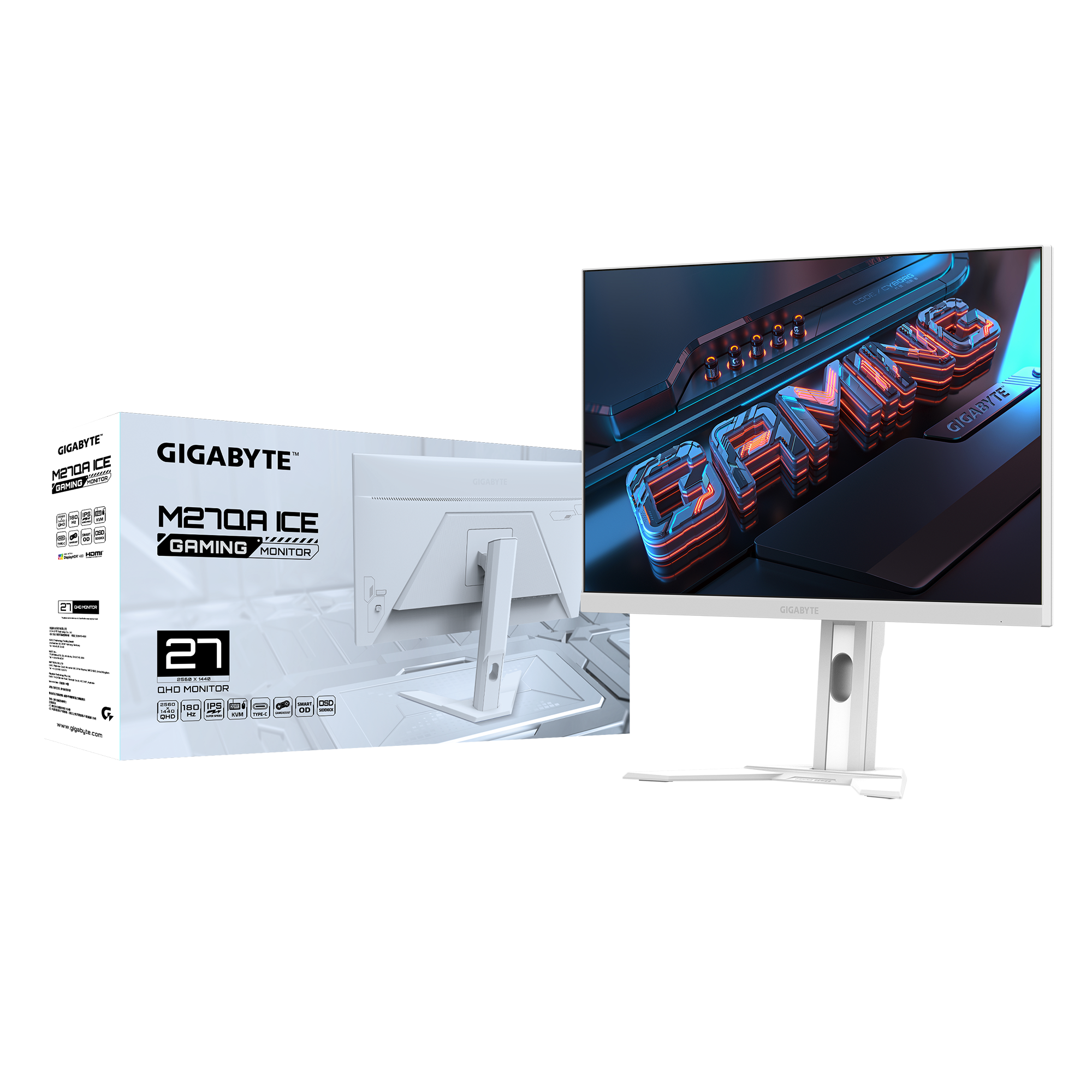 Gigabyte KVM M27QA ICE 27 Inch QHD (2560 x 1440) Gaming Monitor