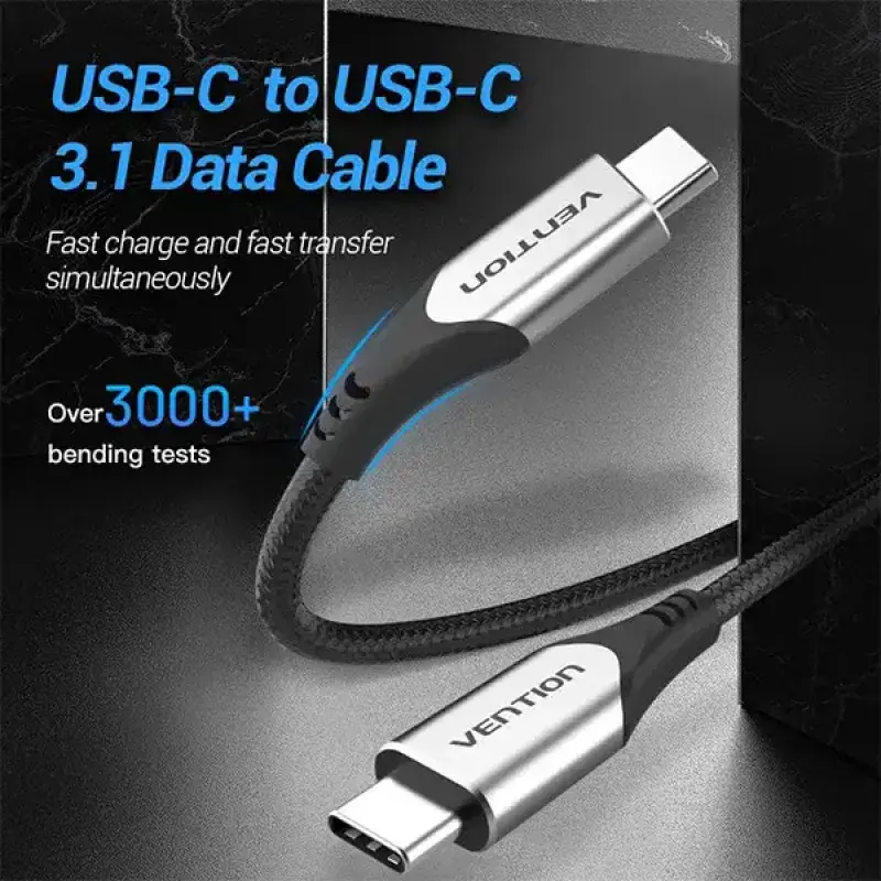 Vention TAAHF Cotton Braided USB-C to USB-C 3.1 Cable - 1M