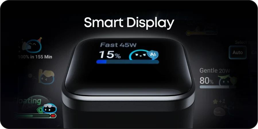Anker Nano 45W GaN Fast Charger with Smart Display (A121D)