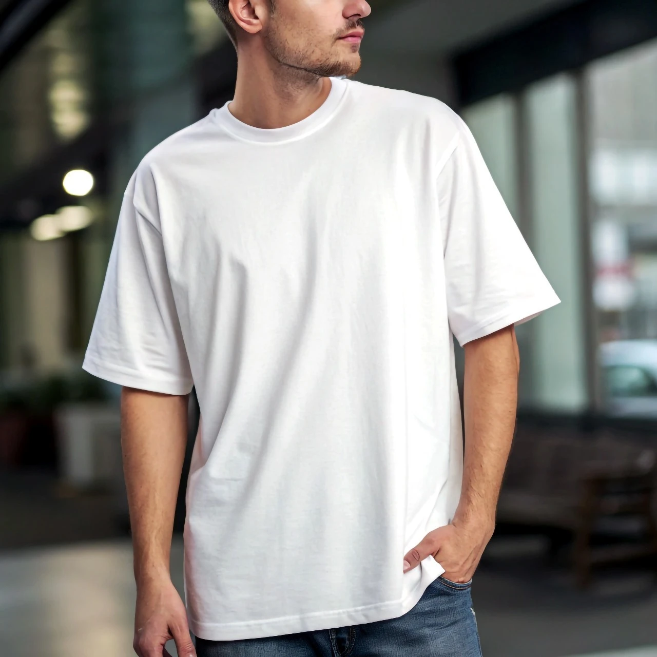 Solid Drop-Sholder White with costomized DTF Print | Lycra Drop knitting dyeing ( Minimum 5 pcs )