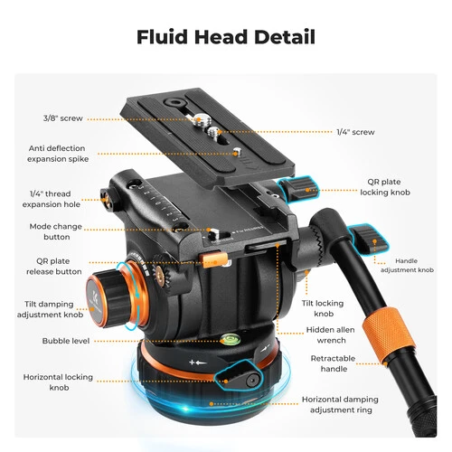 K&F Concept 09.148 VA3+BV20 HD Video Tripod