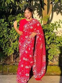 Half Silk Handprited Sarees