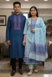 Panjabi Three Piece Couple Set
