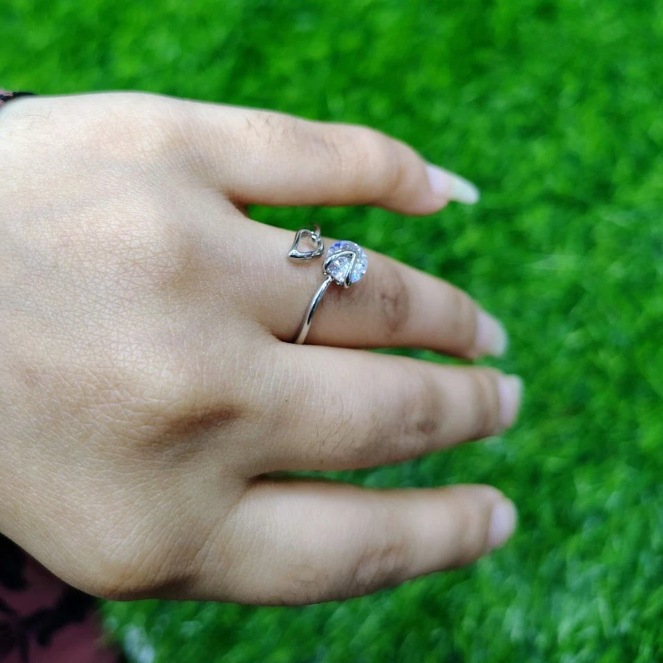 Spinning Heartstone Adjustable Ring