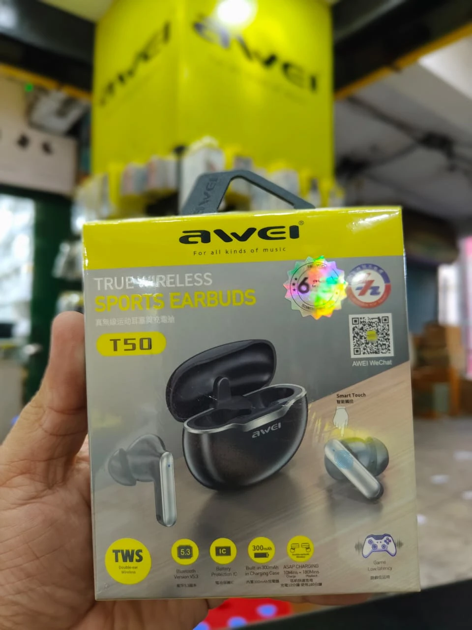 Awei T50 Wireless Headphones Bluetooth 5.3 Earbuds With Mic ( 6-Month Official Warranty )