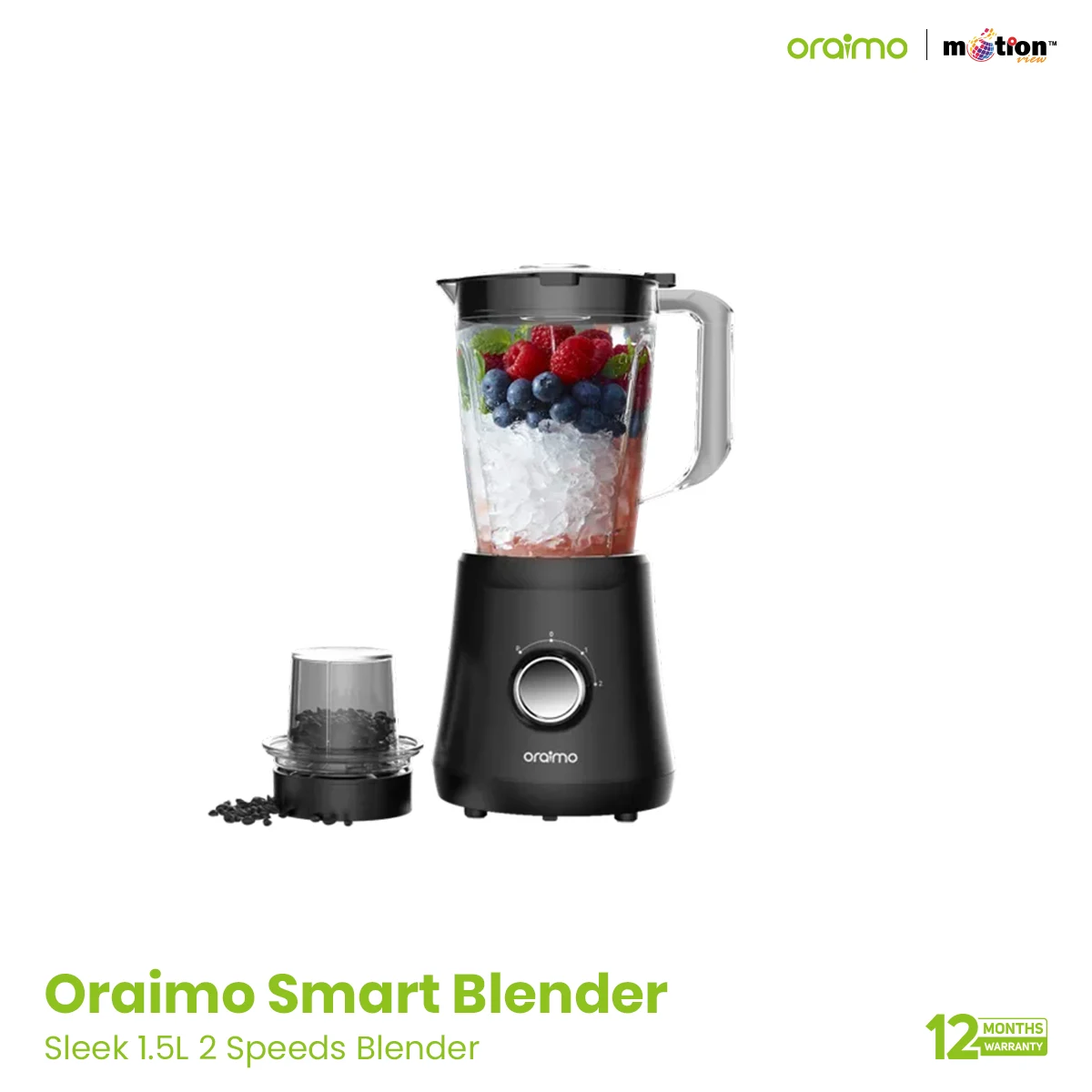 Oraimo SmartBlender Sleek 1.5L 2 Speeds Blender 500W ( OH-B2N )