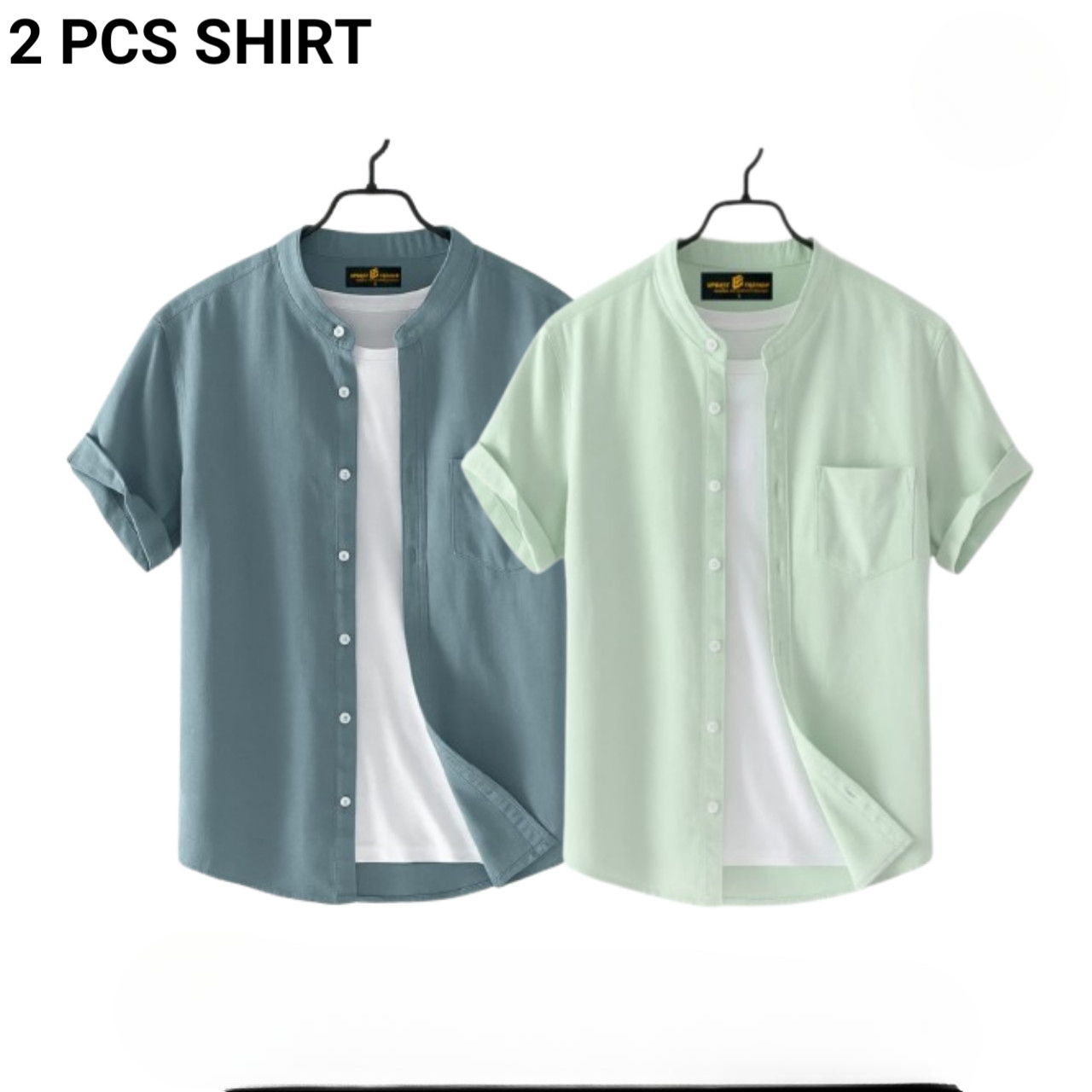Fashionable casual Half Sleeve shirt for men ( Mint + Ash )