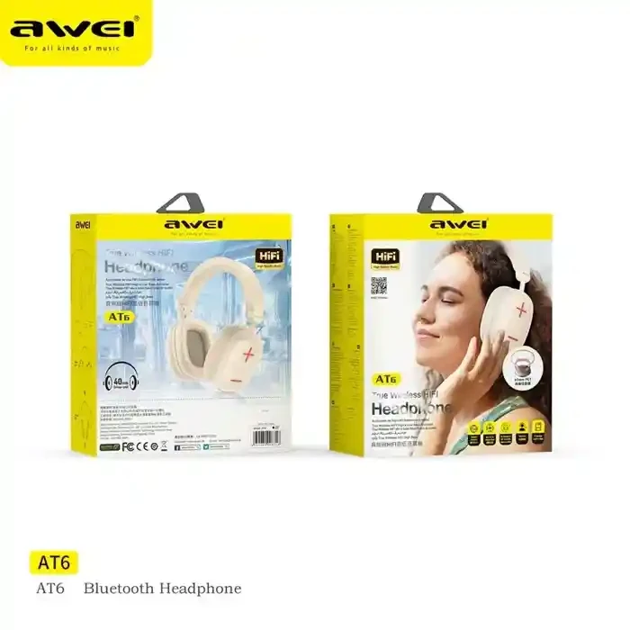 Awei AT6 Wireless Bluetooth Headphones-Black