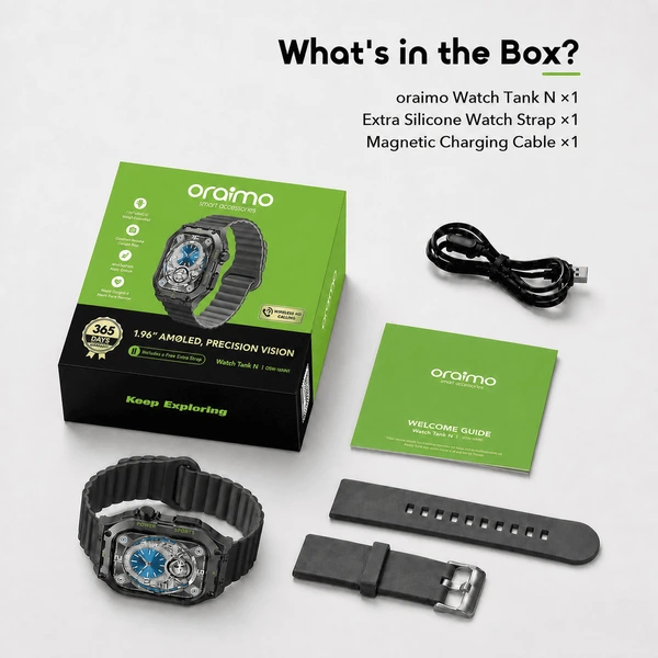 Oraimo Watch Tank N 1.96-inch AMOLED IP68 Smart Watch (OSW-816N) official product image 4