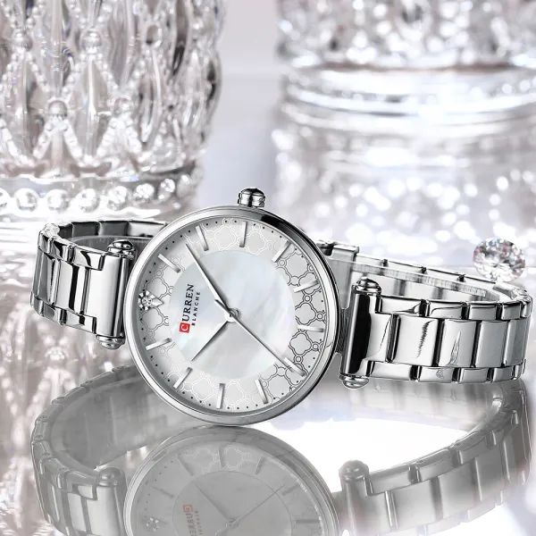 Curren 9072L Montre Femme Women’s Bracelet Watch – Silver