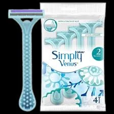 Hair Removal Razor - Simply Venus 2 Blade Razor for Women - 1 Pack Containt 4 Razor (2 Baldes Razor)
