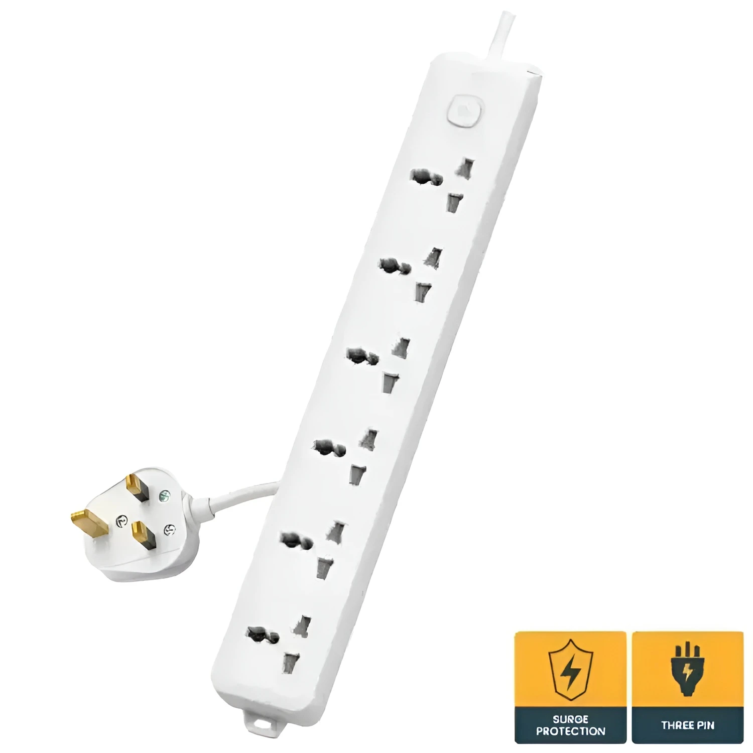 Deli CT705ES 3 Pin 6 Port 3 Meter Power Strip With Surge Protection