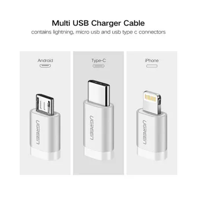 Ugreen US186 (50203) 3-in-1 USB 2.0-A Multifunction Cable - 1.5M