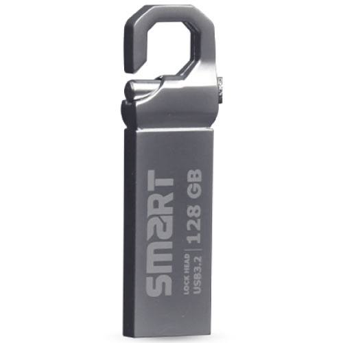 SMART Lock Head 128GB Metal Body USB 3.2 Silver Flash Drive