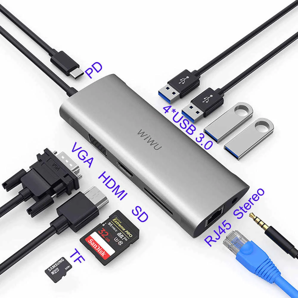 WiWU Alpha 11 in 1 Type C Multi Adapter Hub And 1 HDMI