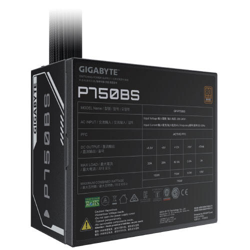 Gigabyte GP-P750BS 750 Watt 80 PLUS Bronze Certified Power Supply